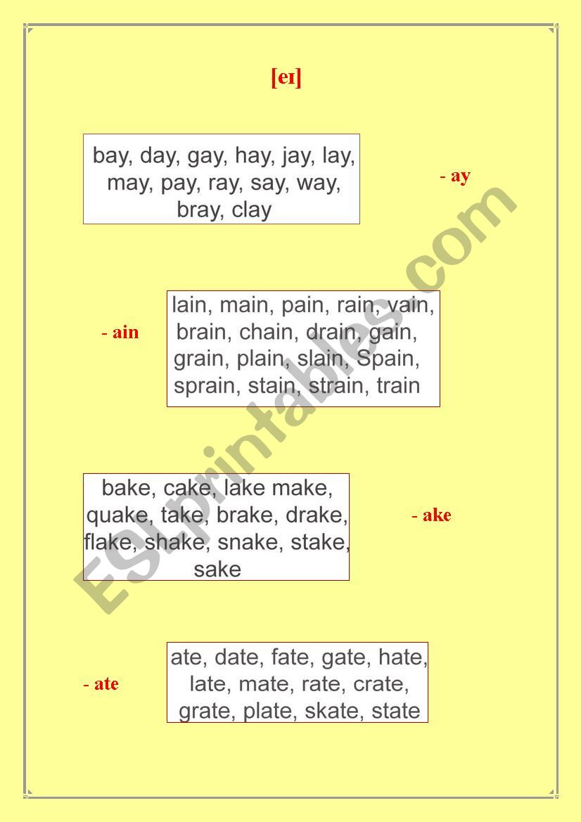 reading phonemes. sound [ei] worksheet